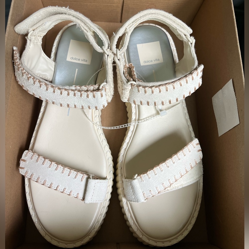 NEW Dolce Vita Debra Ivory Suede Cream Sandals
